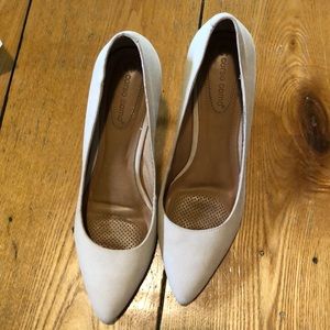 Suede, nude-colored heels- very comfortable